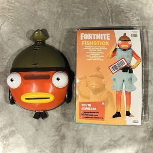 Fortnite Fishstick Costume Youth Large 10-12 Halloween Cosplay with Mask & Belt